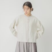 0624AT41036	コットンダブルガーゼバンドカラーブラウス