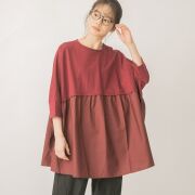 0624AT71120ラスティック天竺切替ギャザープルオーバー