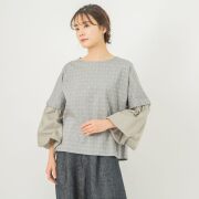 0624AT71142コットンジャカード袖切替プルオーバー