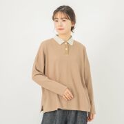 0624AT71841コットンワッフルポロ衿プルオーバー