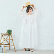【tomomiさんコラボ】【丈が選べる】コットンリネンボイル２ＷＡＹギャザーワンピース（ロング）｜再販売