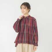 0624WT51311細番手マドラスチェックブラウス