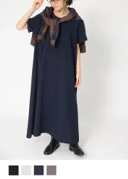 美品✨ツチエ ロングワンピース バンドカラー 7分袖 ストライプ ナチュラン ワンピース|TUTIE.公式オンラインストア