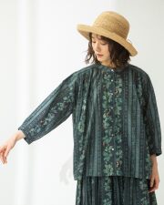 【SALE セール】TUTIE. (ツチエ) | コットンランダムリブニット切替プルオーバー (ivory / moss green) | トップス シンプル お洒落 TUTIE. / ツチエ