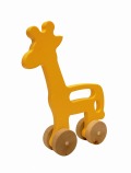 エコフレンドリーな木製アニマルプッシュトイ（GIRAFFE）＜Made in USA＞／マニー＆サイモン