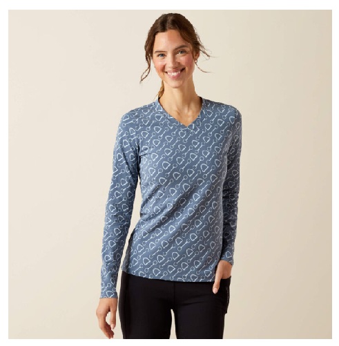 ARIAT　女性用ハードウェア風　プリント長袖Tシャツ　