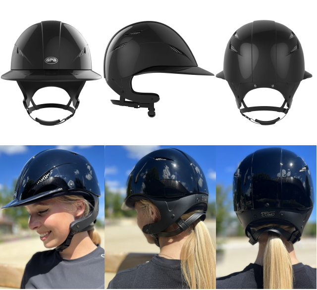 GPA 馬術 乗馬 ヘルメット 紺レザー仕様 GPA Easyファーストレディロックシステム