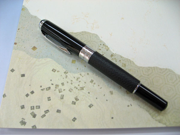 万年毛筆　スターリーナイト　本革　黒　※送料無料