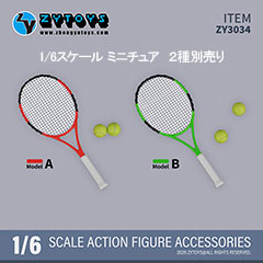 【ZYTOYS】ZY3034 A/B テニスラケット テニスボール ドール・フィギュア用 1/6スケール ラケットセット
