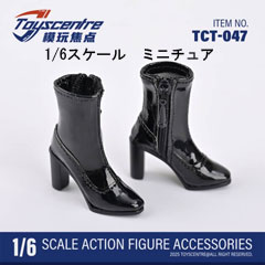 【TOYSCENTRE】TCT-047 Black Female High Heels Boots 女性ドール用ハイヒールブーツ ブラック 1/6スケール 女性用シューズ