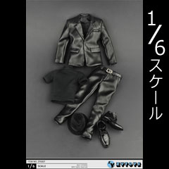 【ZYTOYS】ZY5007 Men's black leather clothing suit 1/6スケール 男性スーツ＆帽子＆シューズ