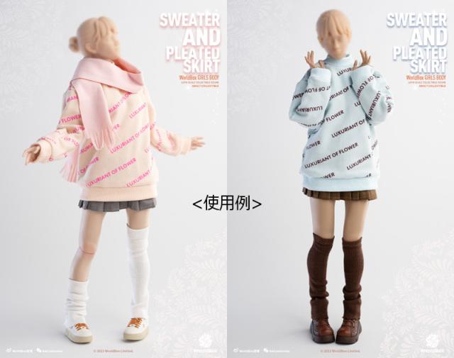 WorldBox】CA010 Pink/Blue 1/6 Sweater and Pleated skirt