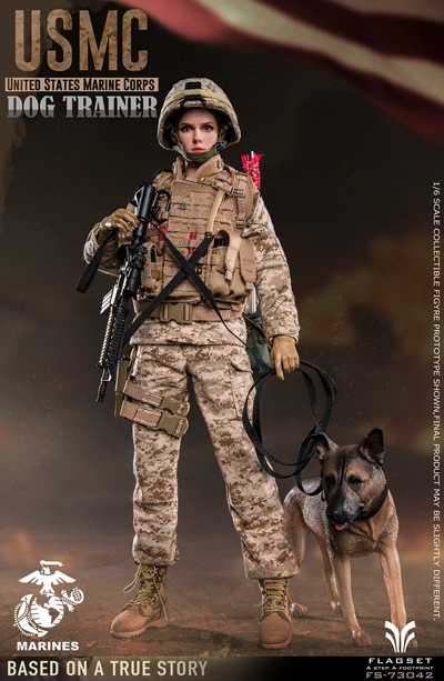 【FLAGSET】FS-73042 1/6 USMC Dog Trainer アメリカ軍 アメリカ海兵隊 ドッグトレーナー 女性兵士 + 犬付属  1/6スケールミリタリーフィギュア