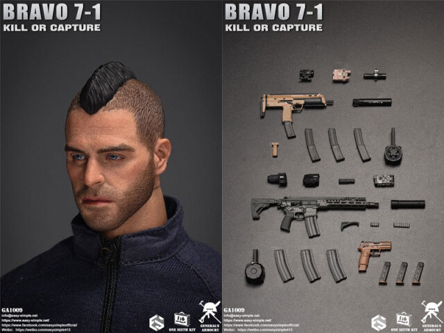 Easy&simple BRAVO-7 ミリタリー フィギュア 未開封 EASY&SIMPLE GA1007 BRAVO 0-7 Ghost Recon Kill OR Capture 1/6 Scale