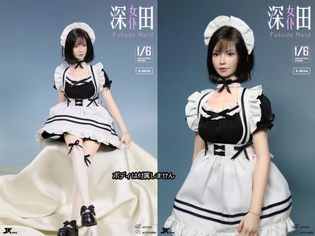 専用服付き、スケルトン、全身メイク JKTOYS】K-003A 1/6 Fukada maid head sculpture costume set