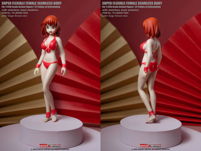 SUPER - スーパーフレキシブル 女性シームレス可動素体 ラージバスト ペールスキン(赤髪/赤ビキニ) 1/12 完成品 ドール(PLLB2020-T02A) TBリーグ TBLeague 1/12 PLLB2020-T02 スーパーフレキシブル シームレス