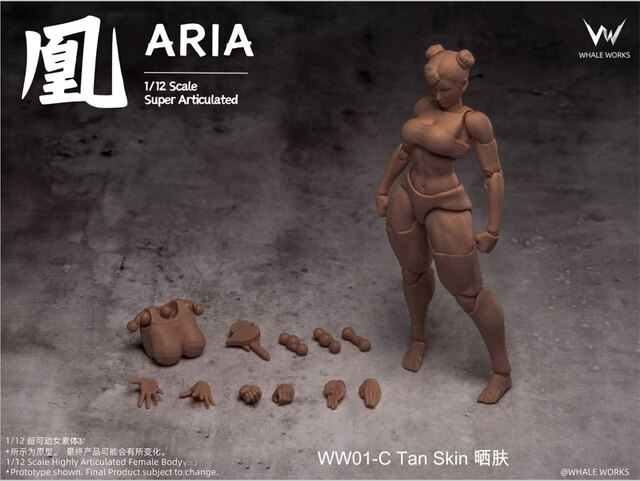 Whale Works WW02-B RIN 1/12 超可動女性素体 Whale Works】WW01 WW02 A/B/C 1/12 Super Movable Female Figure ARIA