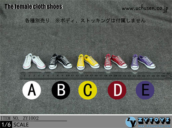ZYTOYS】ZY1002 ABCDE スニーカー 1/6スケール 女性用シューズ