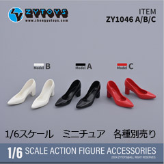 ZYTOYS】ZY1046 A/B/C Pointed Square Heel High Heels 1/6 女性ドール