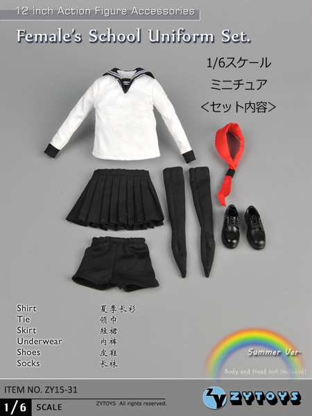 ZYTOYS】ZY15-31 女性ドール用 女子高生 学生服 夏服 シューズ付 1/6