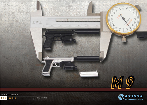 ZYTOYS】ZY2009 M1911、M9、M500、MK23、X26、Bython 1/6