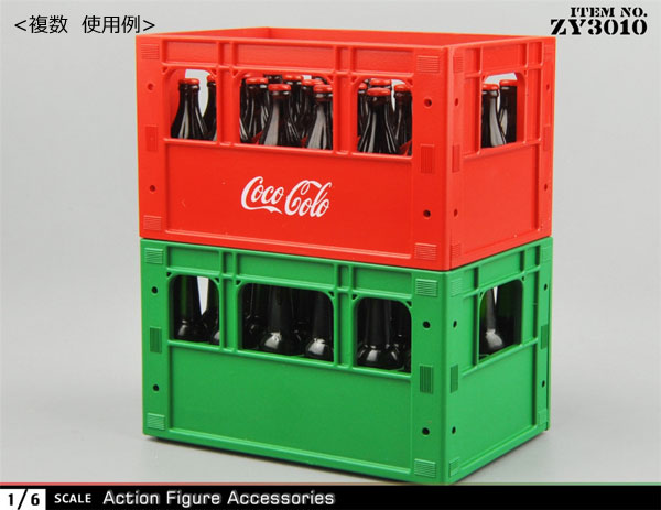 駒ちゃんジュース瓶ケース 4個　コンテナ　ケース　ボックス　ビールケース ZYTOYS】ZY3010AB 1/6スケール ジュース＆ビール ボトルコンテナ