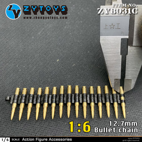 戦闘セット　弾帯　弾のう大×2 小×2 ZYTOYS】ZY8031C 1/6 12.7 Caliber MachinegunBulletChain(15) 1