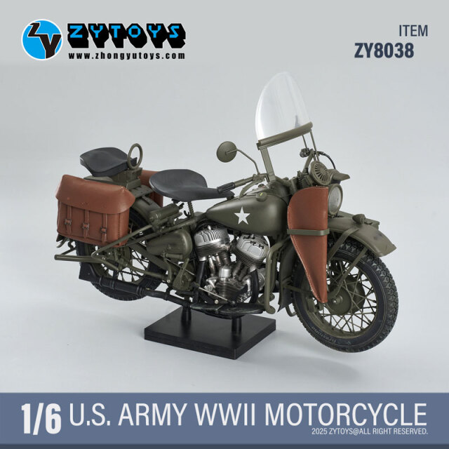 ZYTOYS】ZY8038A&B 1/6 WW2 U.S. Army Military Motorcycle WLA 1/6