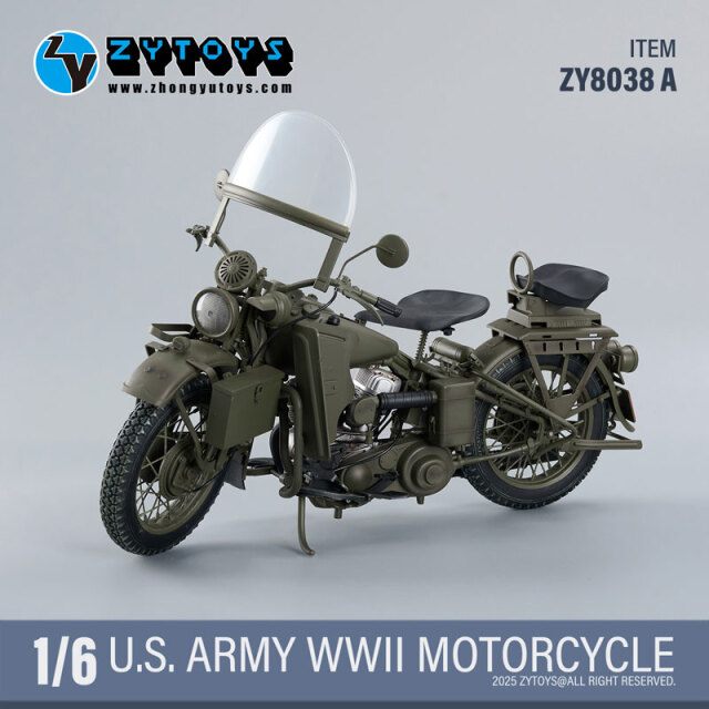 ZYTOYS】ZY8038A&B 1/6 WW2 U.S. Army Military Motorcycle WLA 1/6