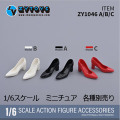【ZYTOYS】ZY1046 A/B/C Pointed Square Heel High Heels 1/6 女性ドール用ハイヒール 1/6スケール 女性用シューズ