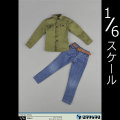 【ZYTOYS】ZY5001 Men's Military Green + Jeans Clothes Set 1/6スケール シャツ＆ジーンズ