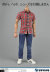 【ZYTOYS】ZY5002 Men's Red and White Lattice Short Sleeve + Cowboy Suit 1/6スケール シャツ＆ジーンズ