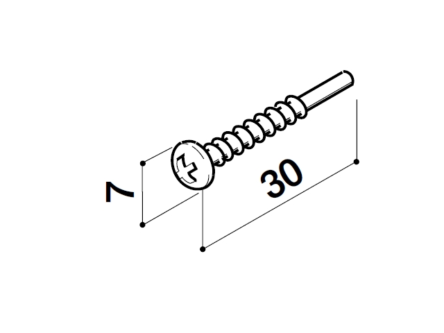 なべタッピングねじ 4×30ガイド付き YDFS180