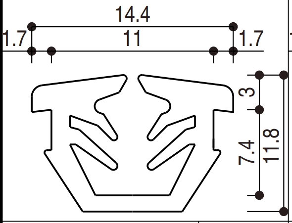 YKK14ミリ開口溝幅用U字型ガスケット (メール便可)