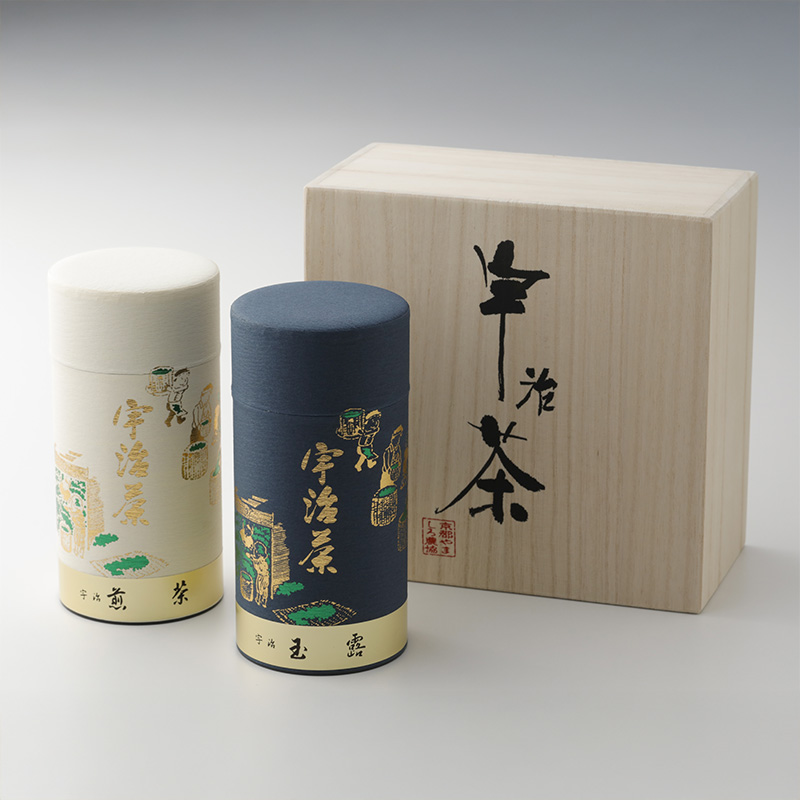 K-100 山城の露(玉露) 160g缶入り/優等煎茶(煎茶) 160g缶入り/桐箱入り