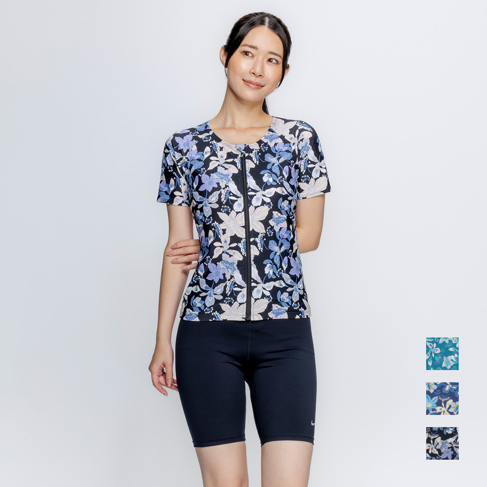 【NIKE SWIM公式】【2026SS】ナイキ SS26 半袖ジップ付きプリントセパレーツ（フラワー） 2993160