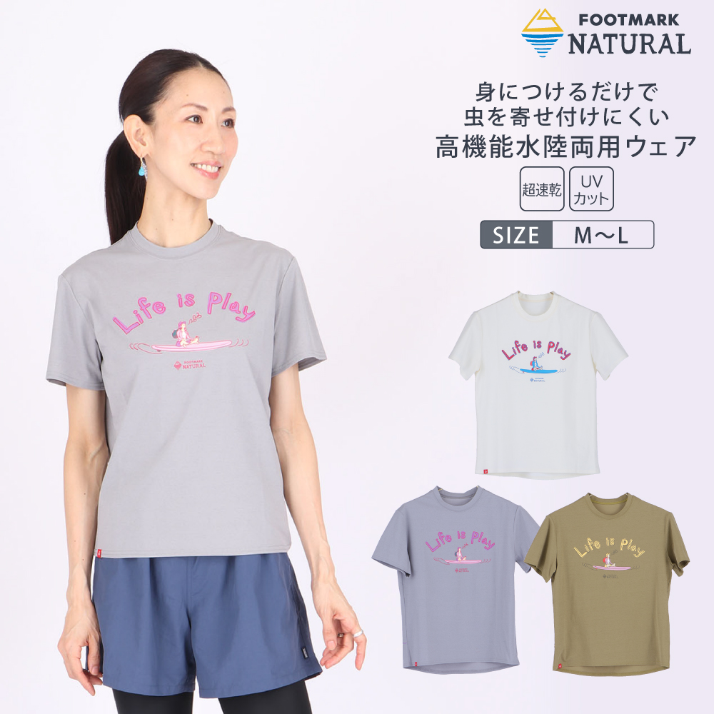 FOOTMARKNATURAL レディース半袖プルオーバーTシャツ(前後プリント) 3100206