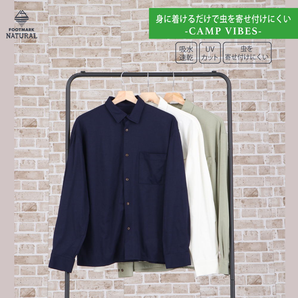 フットマークナチュラルfootmarknaturalメンズTシャツ長袖アウトドアキャンプ防虫吸水速乾メンズ長袖プルオーバーTシャツ3100102