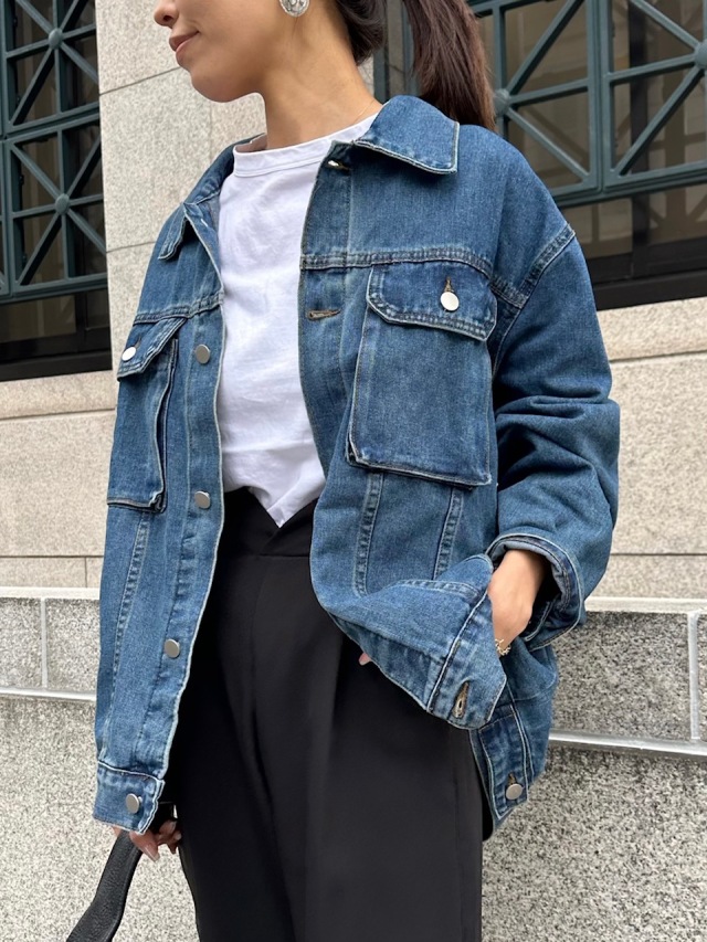 ulu デニムジャケット オーバーサイズ 4ポケット Over size denim jacket