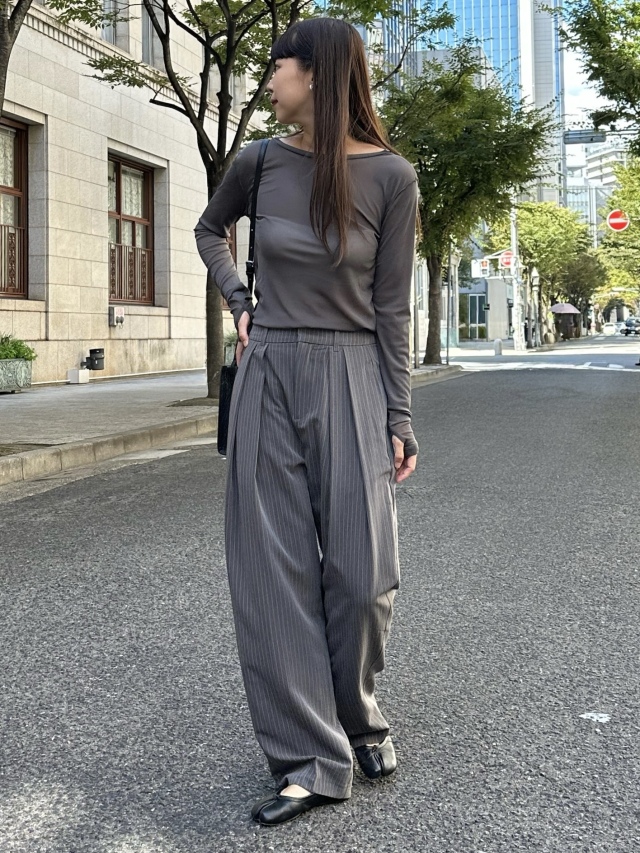 パンツ・ボトムスその他 IONSEOUL Striped two-tuck slacks Stripe tuck slacks pants (2color)