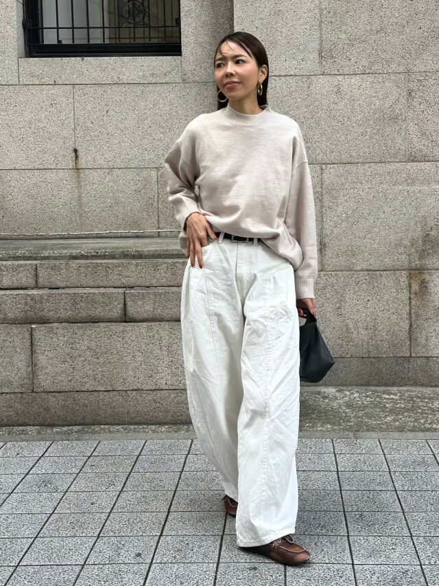 Mock neck over size knit pull over （ 2color ）