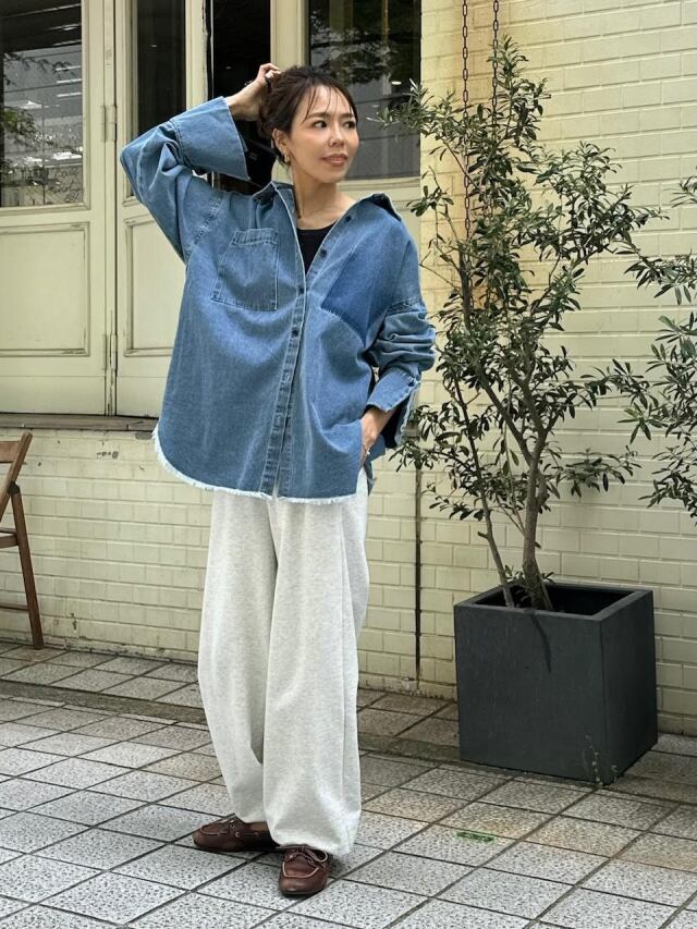 デニム シャツ ワークウェア ランタンスリーブ ルーズ 長袖 4 ライトオンスデニムシャツ