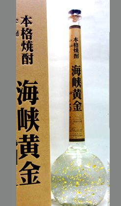 青森　本格米焼酎25度 純金箔入り 海峡黄金 1500ml