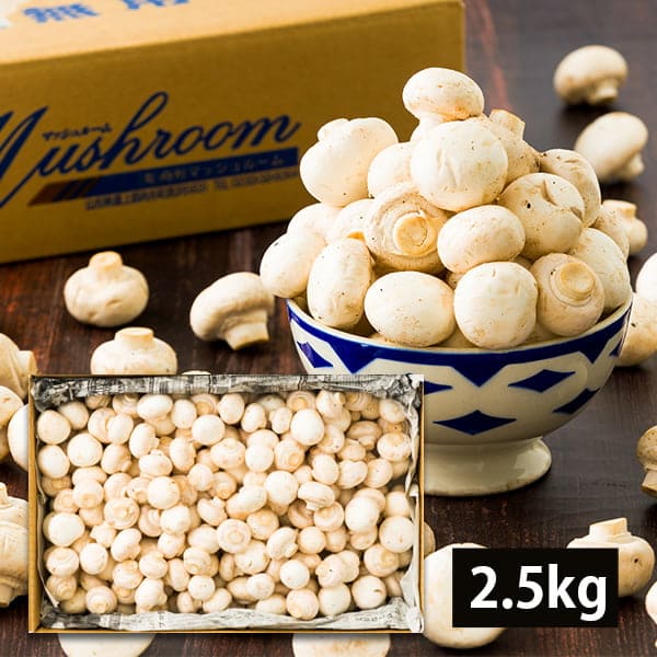 《訳あり》舟形マッシュルームバラ詰約2.5kg ホワイト