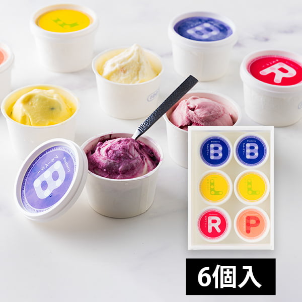 100BERRIES／ジェラート詰め合わせ6個(ブルーベリー2・雪国レモン2・パッションフルーツ1・ラズベリー1)