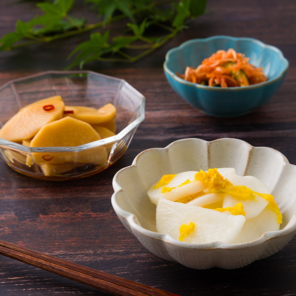 野菜ソムリエ監修／大根漬物セット(切り干し大根キムチ漬、大根のパリパリ漬、大根甘酢漬）