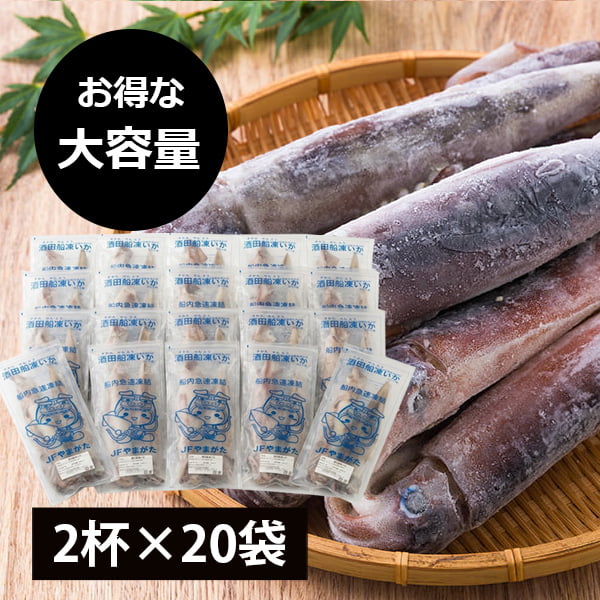 【大容量でお得！】酒田船凍イカ40杯(2杯×20袋)