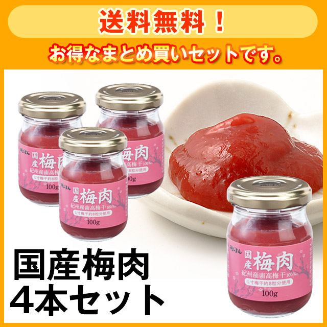 【送料無料】国産梅肉4本セット