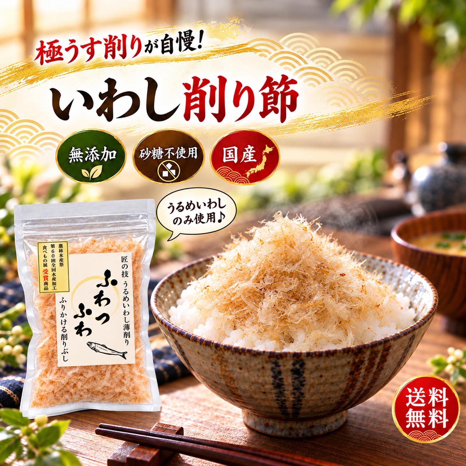 いわし削り節 ふわっふわ削り（ 国産 干物 無添加 ）25g×5個【 うるめいわし使用 食べる削り節 】 削り節 出汁 だし 干物セット ご飯のお供 おつまみ おやつ 煮干し いわし イワシ いりこ 干物 ひもの 食べる煮干し いわしの煮ぼし 削り粉