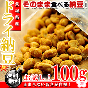 【送料無料】 茨城県産 無添加 ドライ納豆 100g うす塩味 国産 乾燥納豆 納豆 お菓子 おやつ おつまみ なっとう 納豆ドライフルーツ ナットウキナーゼ